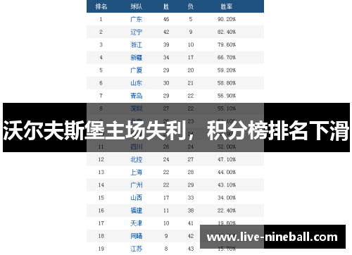 沃尔夫斯堡主场失利，积分榜排名下滑